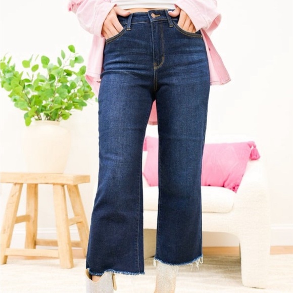 Judy Blue Denim - Judy Blue High Rise Wide Leg Crop Jeans